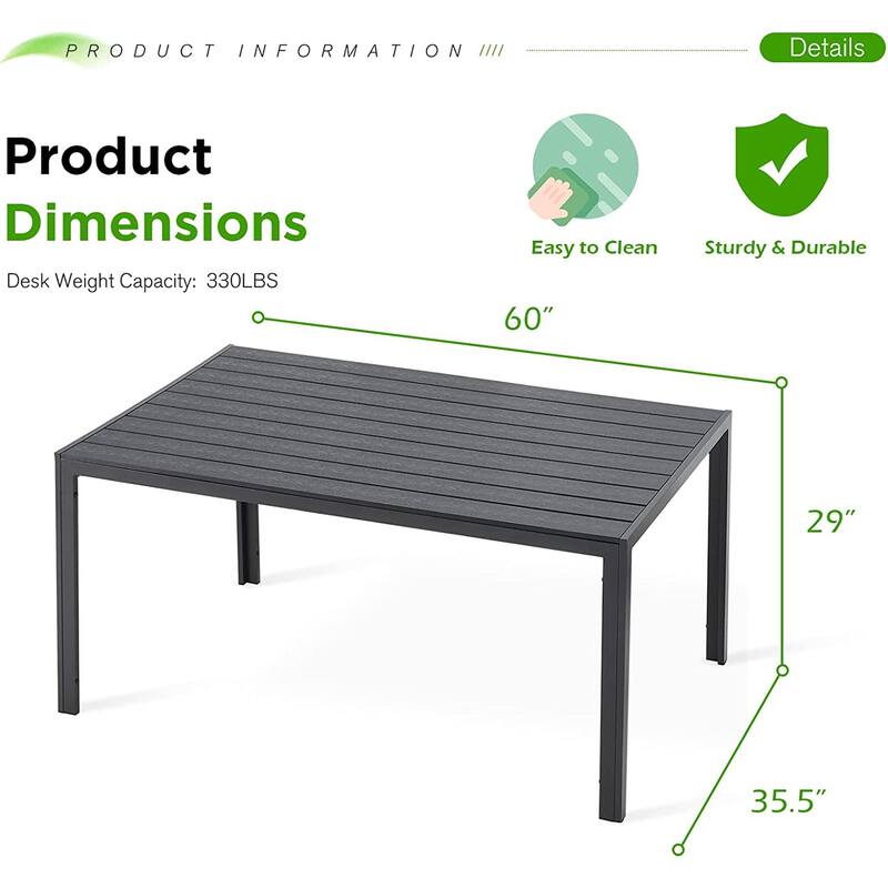 AECOJOY Metal Patio Dining Table ,Weather-Resistant Table