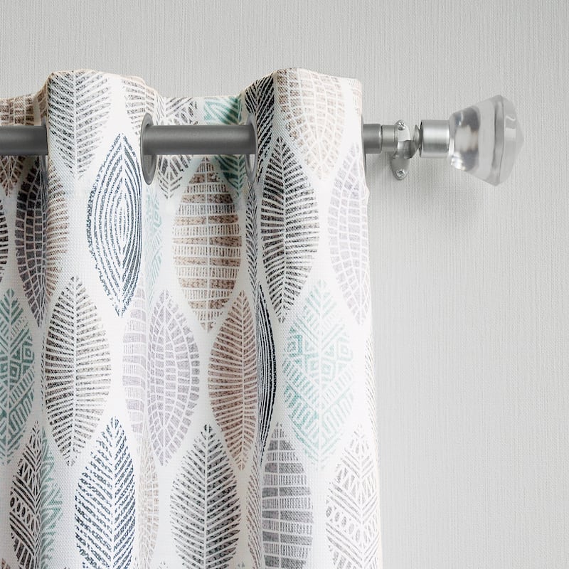 No. 918 Hotaru Leaf Print Semi-Sheer Grommet Curtain Panel, Single Panel