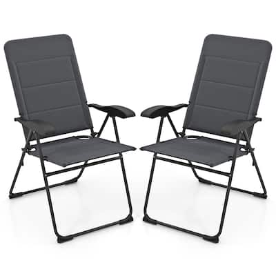 Gymax 2PCS Patio Folding Chairs Back Adjustable Reclining Padded