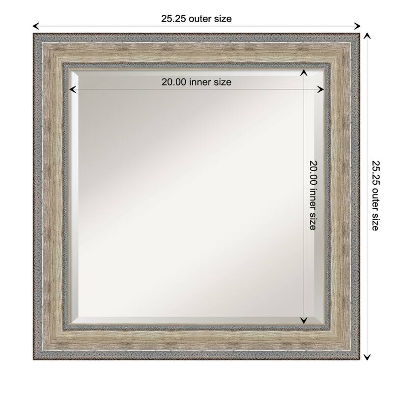 Fleur Silver Beveled Wood Framed Wall Mirror - Fleur Champagne Silver - Glass Size 20x20
