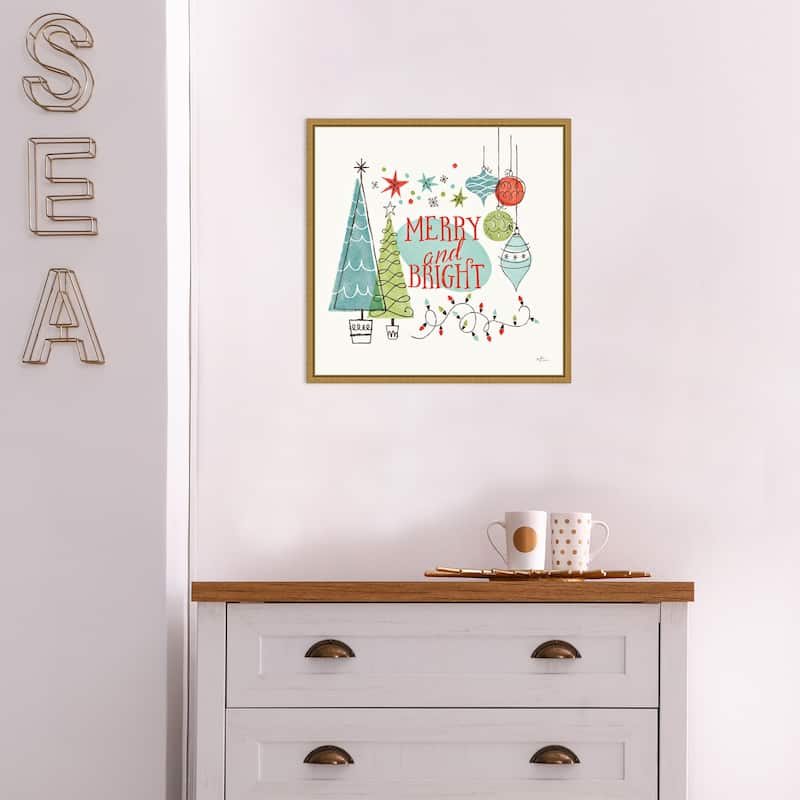 Merry and Bright Christmas Tree by Janelle Penner Framed Canvas Art