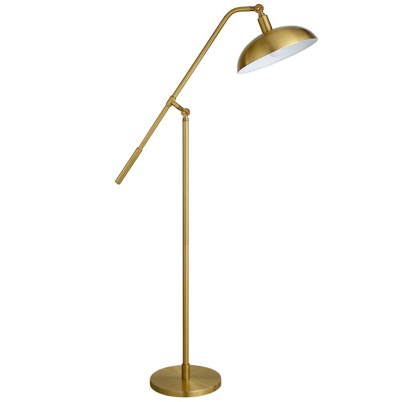 Devon Boom Arm Floor Lamp with Metal Shade - Brass