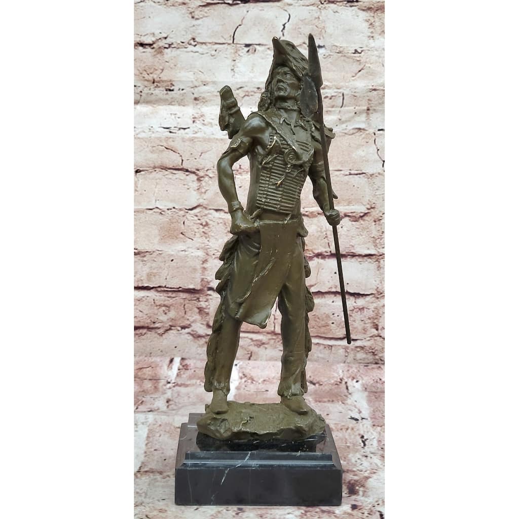 Native American Warrior Bronze Sculpture - Traditional Plains Tribe Art