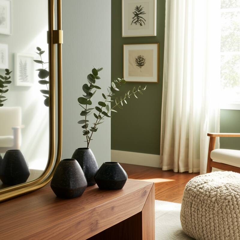 Stoneware Vases Geometric Glazed Finish (Set of 3) - 8/7/5" Brown - Brown/ Bronze - 7" x 5" x 8"