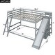 preview thumbnail 5 of 13, Modern Full over Full Wooden Bunk Bed Kids Bed with Ladder,Slide,Full-length Guardrail and Shelves