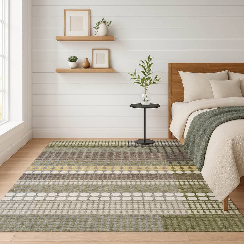 Machine Washable Indoor/ Outdoor Casual Dotty Chantille Rug