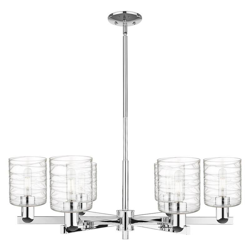 Innovations Lighting Endless Possibilities Arcadia - Cobbleskill - 6 Light 35" Stem Hung Chandelier - Deco Swirl/Polished Chrome