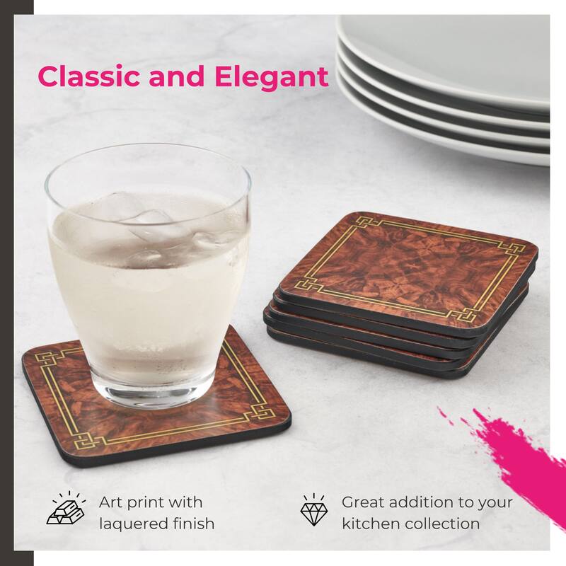 Pimpernel Set of 6 Walnut Burlap Coasters - 4 Inches Sq.