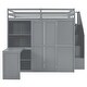 preview thumbnail 4 of 14, Full Grey Wooden Loft Bed w/ Desk, Shelves, Wardrobe w/ Foldable Door Panels