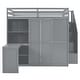 preview thumbnail 4 of 14, Grey Full Size Bunk Bed with Wardrobe, Desk, and Shelves for Kids
