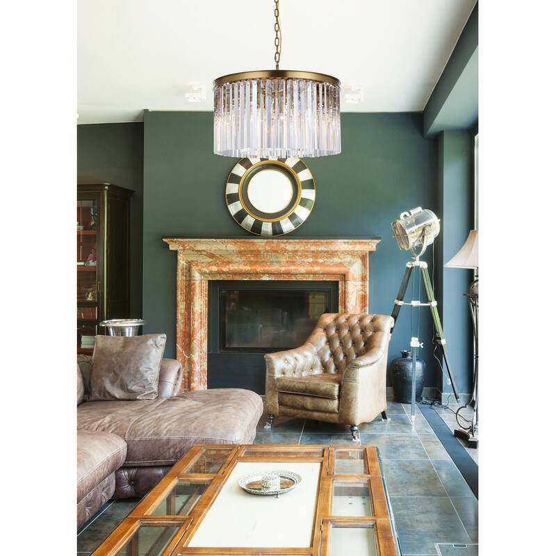 Indigo Home round crystal chandelier in satin gold