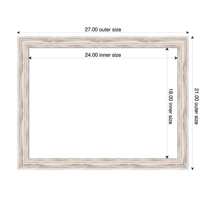 Amanti Art Alexandria White Wash Narrow Framed Dry Erase Magnetic Board - 27 x 21 in