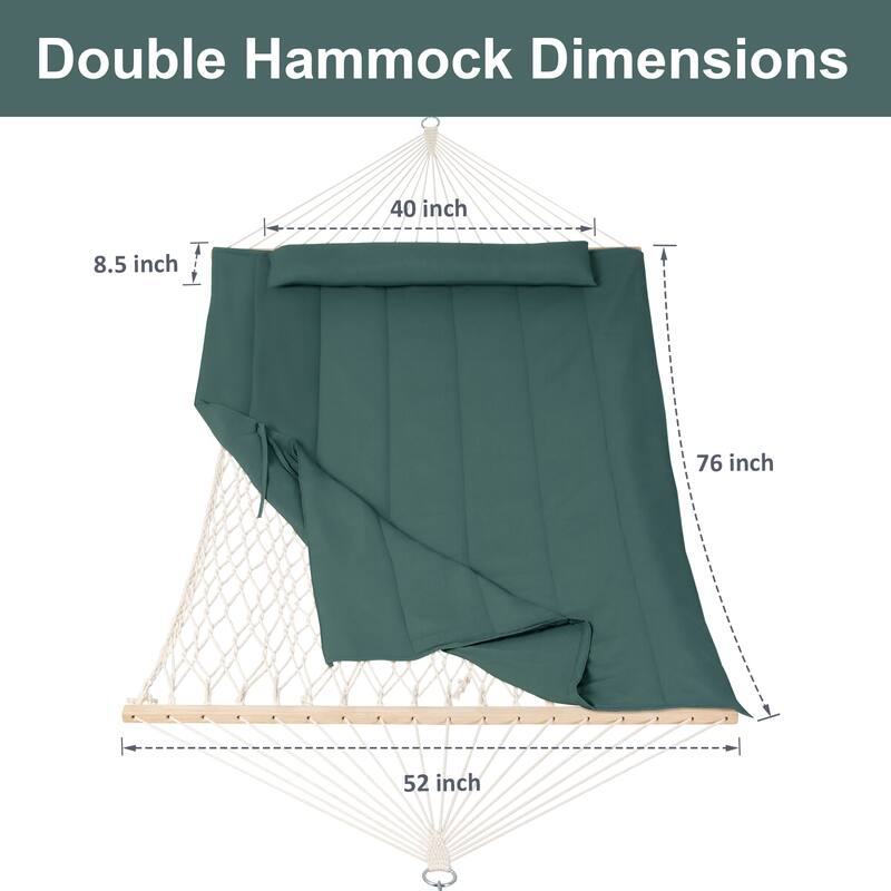 Rope Hammock with Detachable Pillow and Pad, 12FT Steel Stand Included