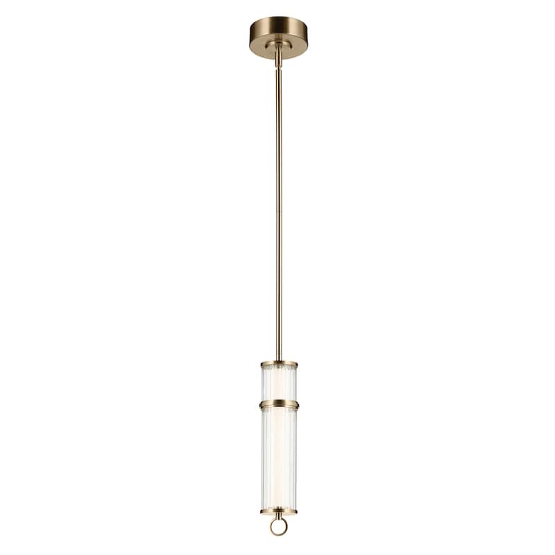 Kichler Lighting Riven 15.5 Inch LED 1 Light Pendant with Clear Fluted Glass in Champagne Bronze