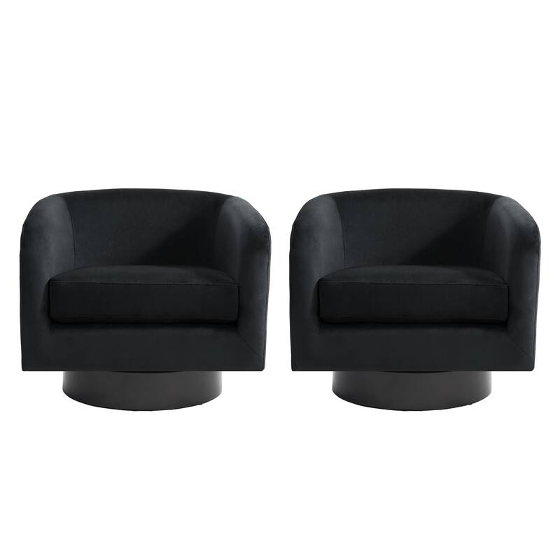 2 Set 360-Degree Swivel Round Barrel Chair Velvet Accent Chairs
