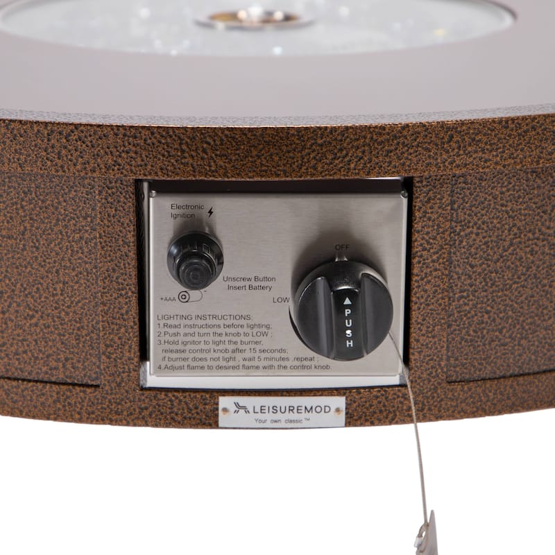Leisuremod Walbrooke Modern Outdoor Patio Round Fire Pit Table for Porch Backyard Deck - 29