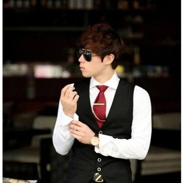 Shop Slim Suit Vest Black Casual British Style Little Vest K005