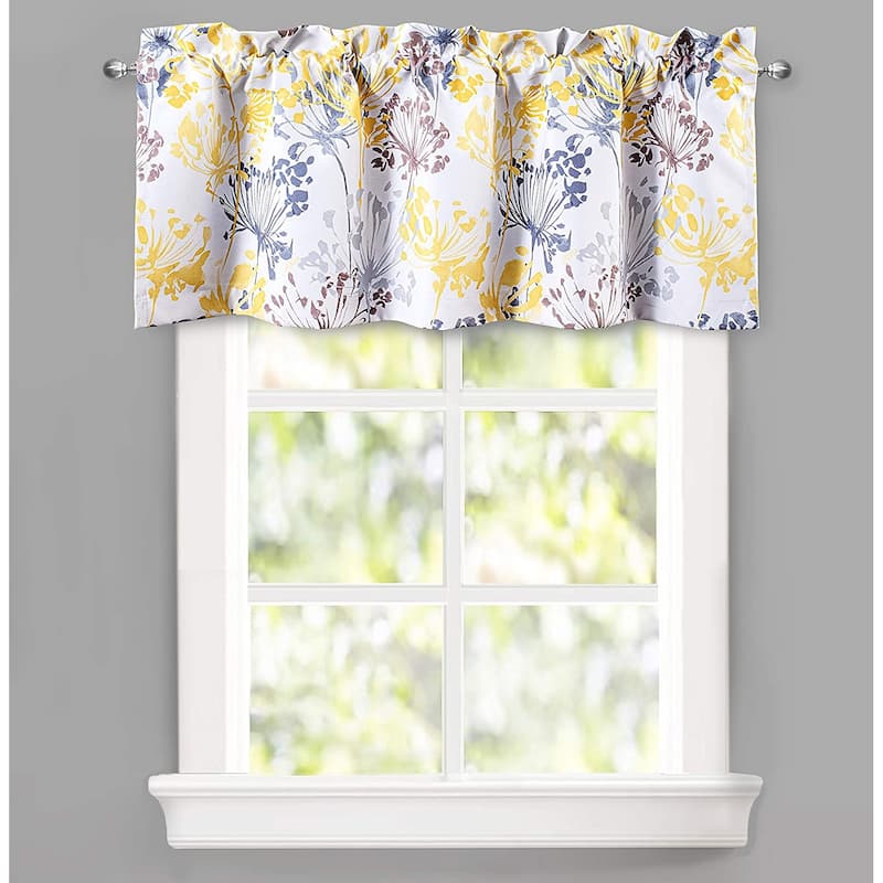 DriftAway Acacia Floral Blossom Watercolor Printed 100 Percent Blackout Thermal Insulated Window Curtain Valance