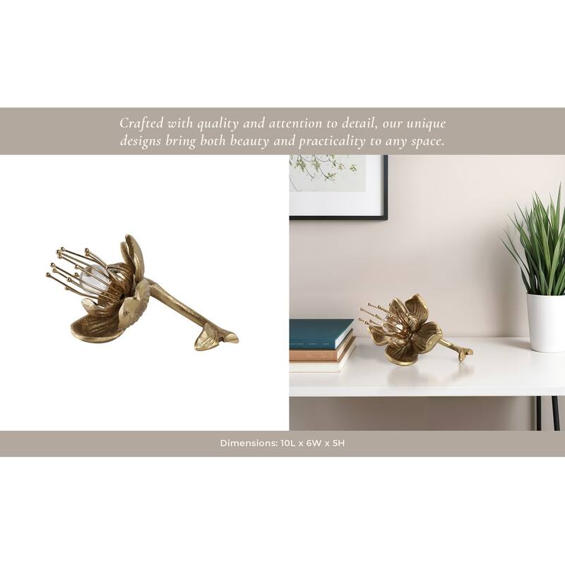 Modern Metal and Glass Addie Flowers Decorative Object Accent Piece - 10" x 6" x 5"