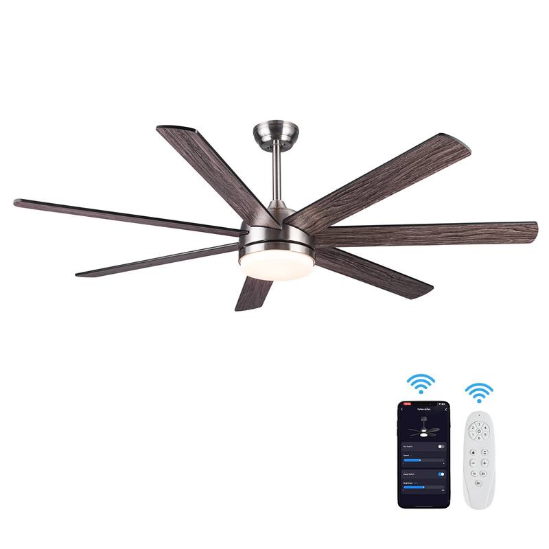 Smart Ceiling Fan with Remote Control - Brushed Nickel