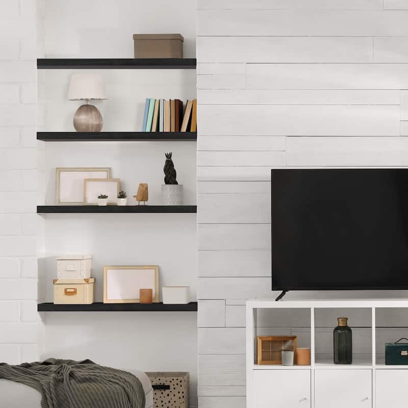 Solid Wood Floating Shelves for Wall - Long Wooden Wall-Mounted Shelves - 9” L X 35"W X 1.2” H