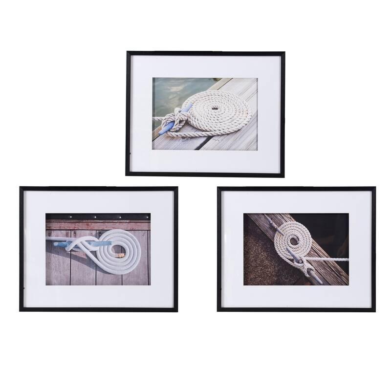 Set of 3 Rope Wall Art with Black Frame
