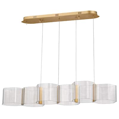 Kenzo LED 6 Light Island Pendant Polished Anodized Bronze Finish Light Guide Panel - Polished Anodized Bronze