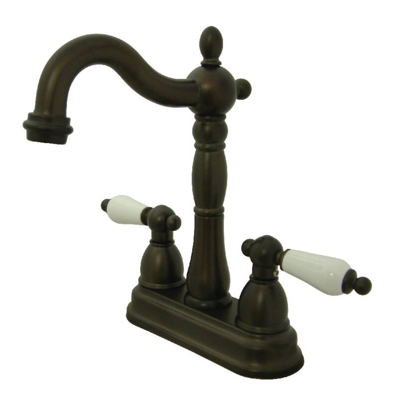 Kingston Brass Heritage Centerset Bar Faucet with Porcelain Lever - Oil Rubbed Bronze