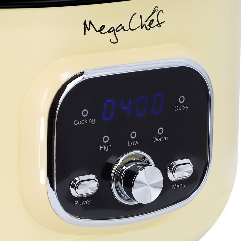 6.5 Liter Digital Display Oval Electric Slow Cooker in Cream