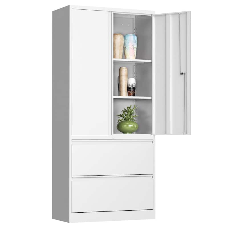 Steel File Cabinets with 2 Drawers for Home Office Warehouse Garage - N/A