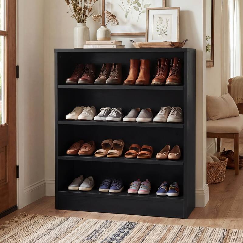 Cimly 45 Pairs Tall Shoe Cabinet, 9-Tier Wooden Shoe Storage Organizer with Adjustable Shelves - Black - 5-Tier