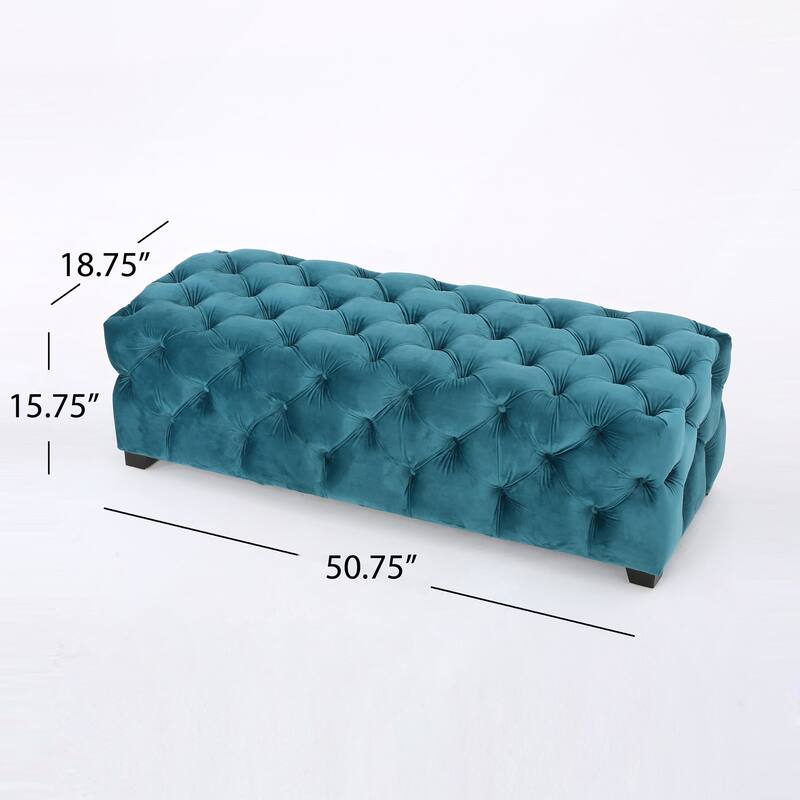 Luxurious Velvet Upholstered Ottoman Bench with Button-Tufted Diamond Stitching for Modern Glam Decor and Versatile Use