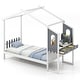 preview thumbnail 5 of 9, Twin/Full Bed Frame with House Roof Canopy and Fence for Kids