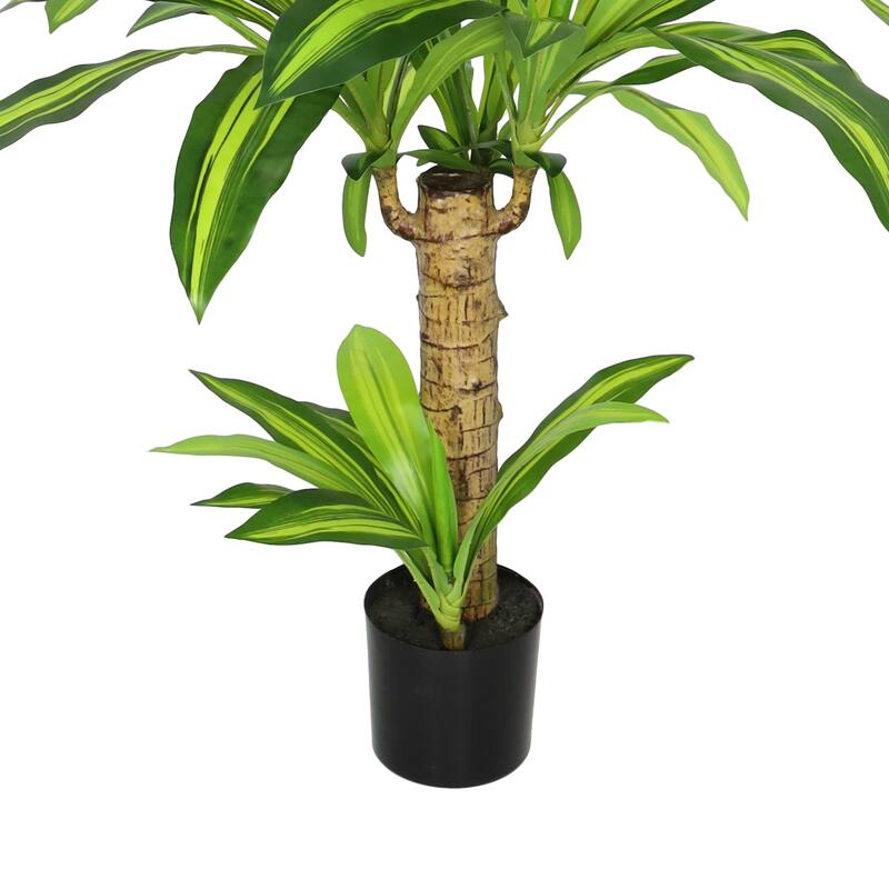 2.5ft Real Touch Artificial Dracaena Tree Plant in Black Pot 30" H x