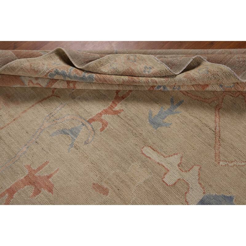 Orange Oushak Turkish Area Rug Handmade Vegetable Dyewool Carpet - 9'4"x 12'0"