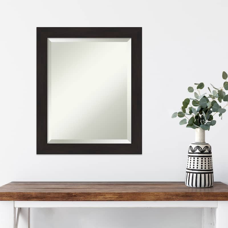 Beveled Wall Mirror - Furniture Espresso Narrow Frame - Furniture Espresso Narrow