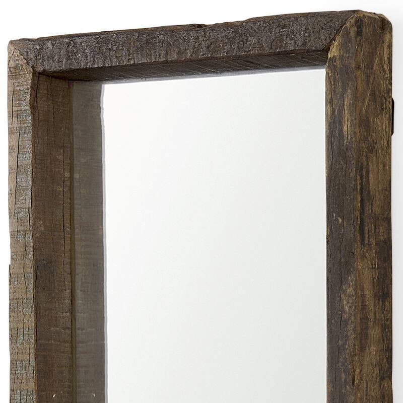 HomeRoots 18" Brown Solid Wood Framed Accent Mirror - 12.00 in. x 18.00 in. x 2.00 in.