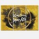 preview thumbnail 2 of 4, Designart 'Show Your Sparkle Quote Black on Gold' Glam 3 Panels Oversized Wall CLock - 36 in. wide x 28 in. high - 3 panels
