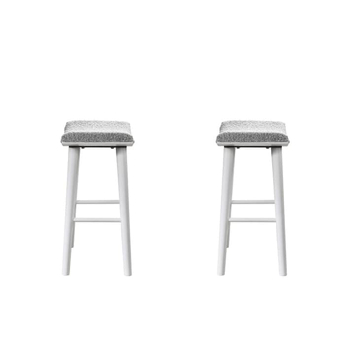 LuXeo Luna Backless Wood Saddle Counterstool/Barstool with Boucle Fabric Seat (Set of 2)