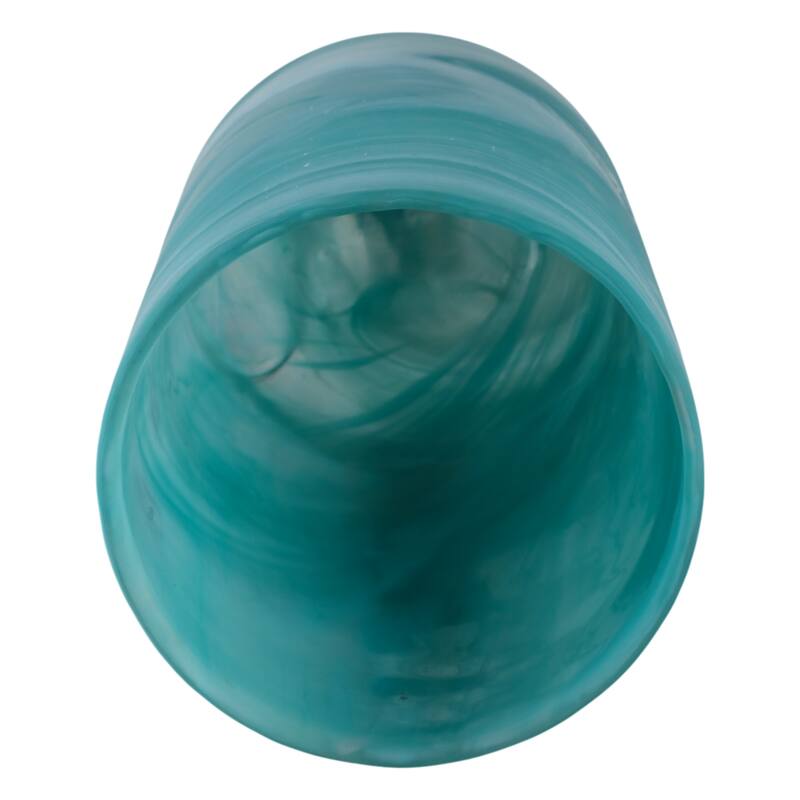 Glass Vase Modern Swirled Flower Pattern Coastal Inspired Tall Accent