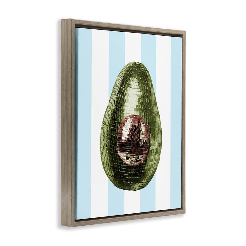 Stupell Disco Avocado on Blue Framed Floater Canvas Wall Art Design By Lil' Rue