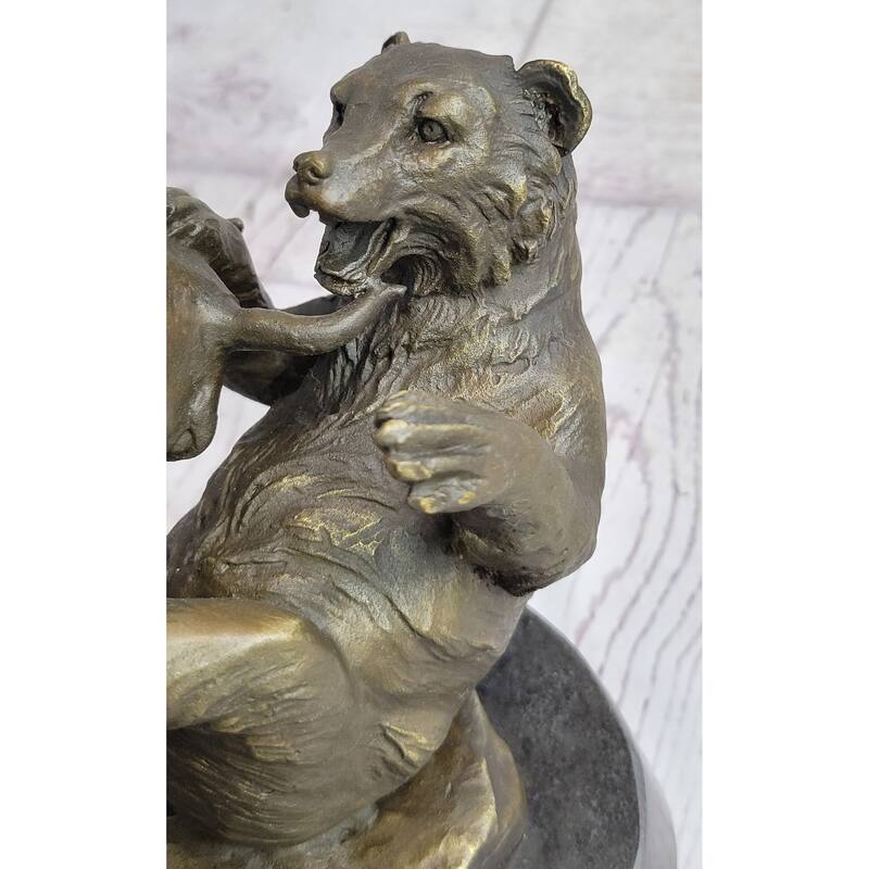 Wall Street Bull Vs Bear Market Bronze Metal Desktop Statue Sculpture 9 Inches X 11 Inches