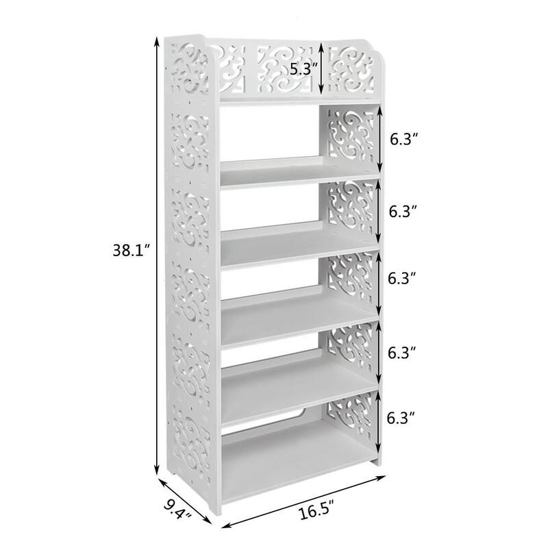 6 Tier Storage Organizer Standing Shoe Rack Shelf Cabinet,White