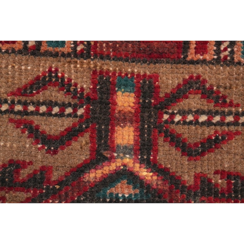 Hand Knotted Oriental 100% Wool Carpet Traditional Tribal Brown Ardebil Runner Rug - 11' 0'' X 3' 2''