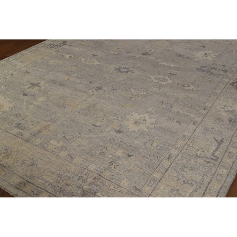 Hand Knotted Oriental 100% Wool Carpet Transitional All-Over Greys & Charcoal Oushak Area Rug - 11' 10'' X 8' 9''
