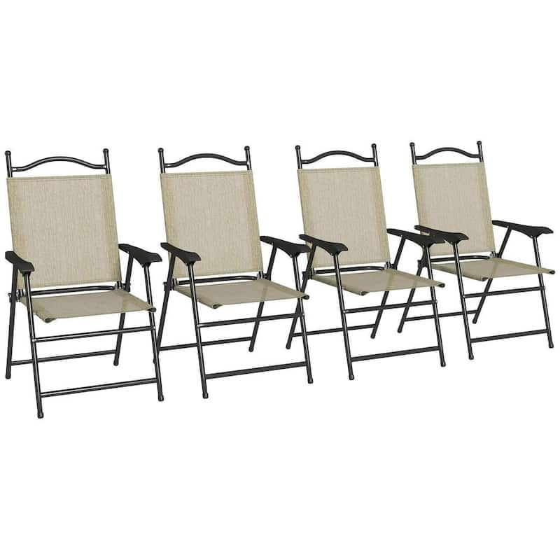 4-Piece Folding Camping Chair Set, Mesh Seats, Armrests for Lawn Patio