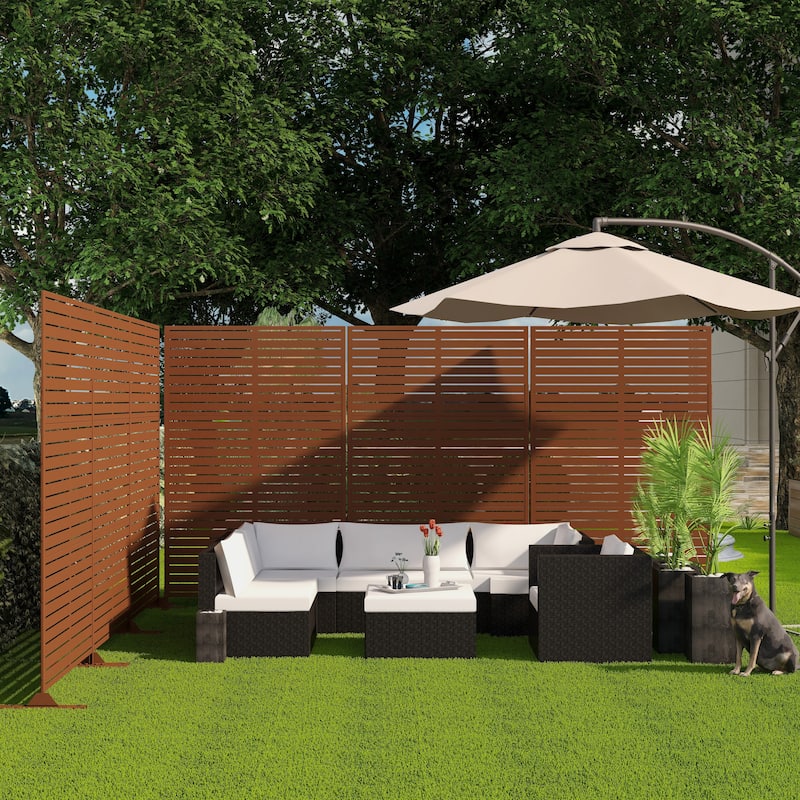 Louvered Metal Privacy Screen Panel Free Standing - 72*47