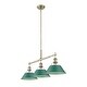 preview thumbnail 2 of 1, Yep by Golden Lighting Orwell 3-light Island Light in Aged Brass and Pine Green shade - 3 Light Linear Pendant