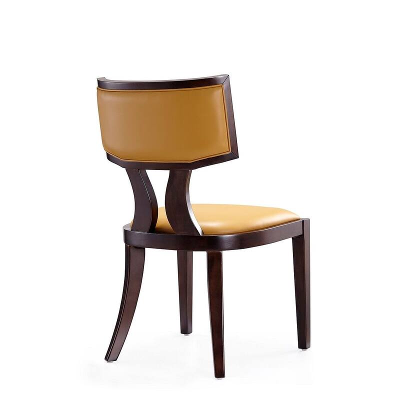 Pulitzer Pearl White and Walnut Faux Leather Dining Chair (Set of Two)