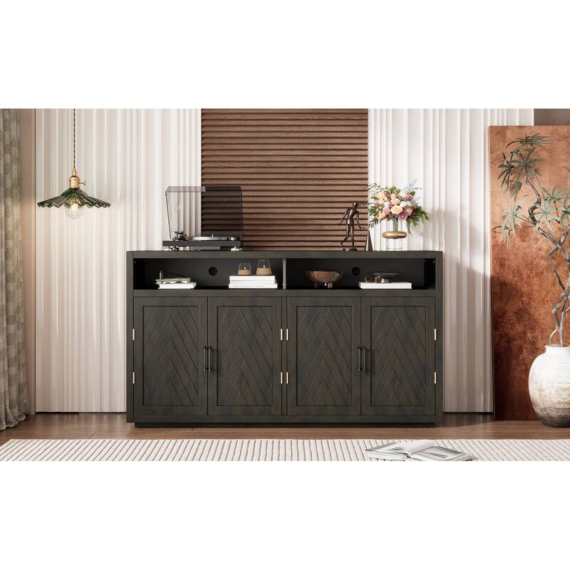 Sideboard with Open Storage and Adjustable Shelves